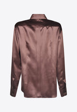 Dolce 
Gabbana Long-Sleeved Silk Shirt Brown F5R13T FU1AU M0696