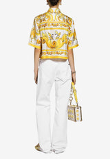 Dolce 
Gabbana Majolica Print Cropped Silk Shirt F5S01T HI1TK HG3TN Yellow