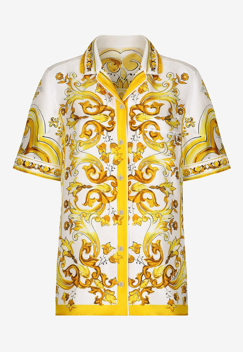 Dolce 
Gabbana Majolica Print Silk Shirt F5S02T HI1TK HG3TN Yellow