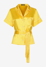 Dolce 
Gabbana Short-Sleeved Silk Pajama Shirt F5S23T FU1NU A0417 Yellow