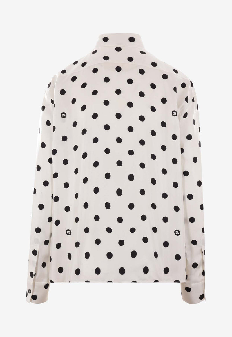 Dolce 
Gabbana Polka Dot Print Silk Shirt F5S31T IS1VI HWZRN White