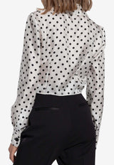 Dolce 
Gabbana Polka Dot Print Cropped Silk Shirt F5S49T IS1VM HWZQN White