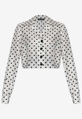 Dolce 
Gabbana Polka Dot Print Cropped Silk Shirt F5S49T IS1VM HWZQN White