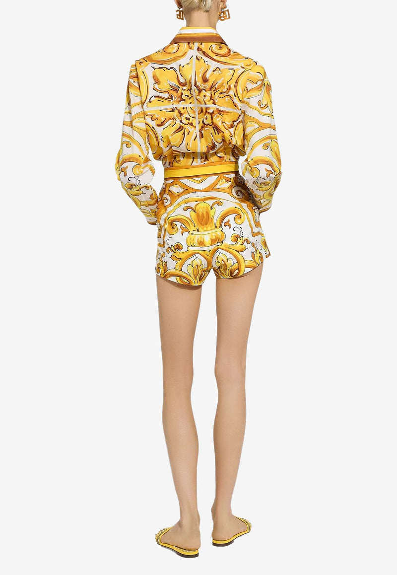 Dolce 
Gabbana Majolica Print Cropped Shirt F5S65T FI5JK HG5DQ Yellow