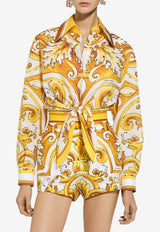 Dolce 
Gabbana Majolica Print Cropped Shirt F5S65T FI5JK HG5DQ Yellow