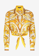 Dolce 
Gabbana Majolica Print Cropped Shirt F5S65T FI5JK HG5DQ Yellow