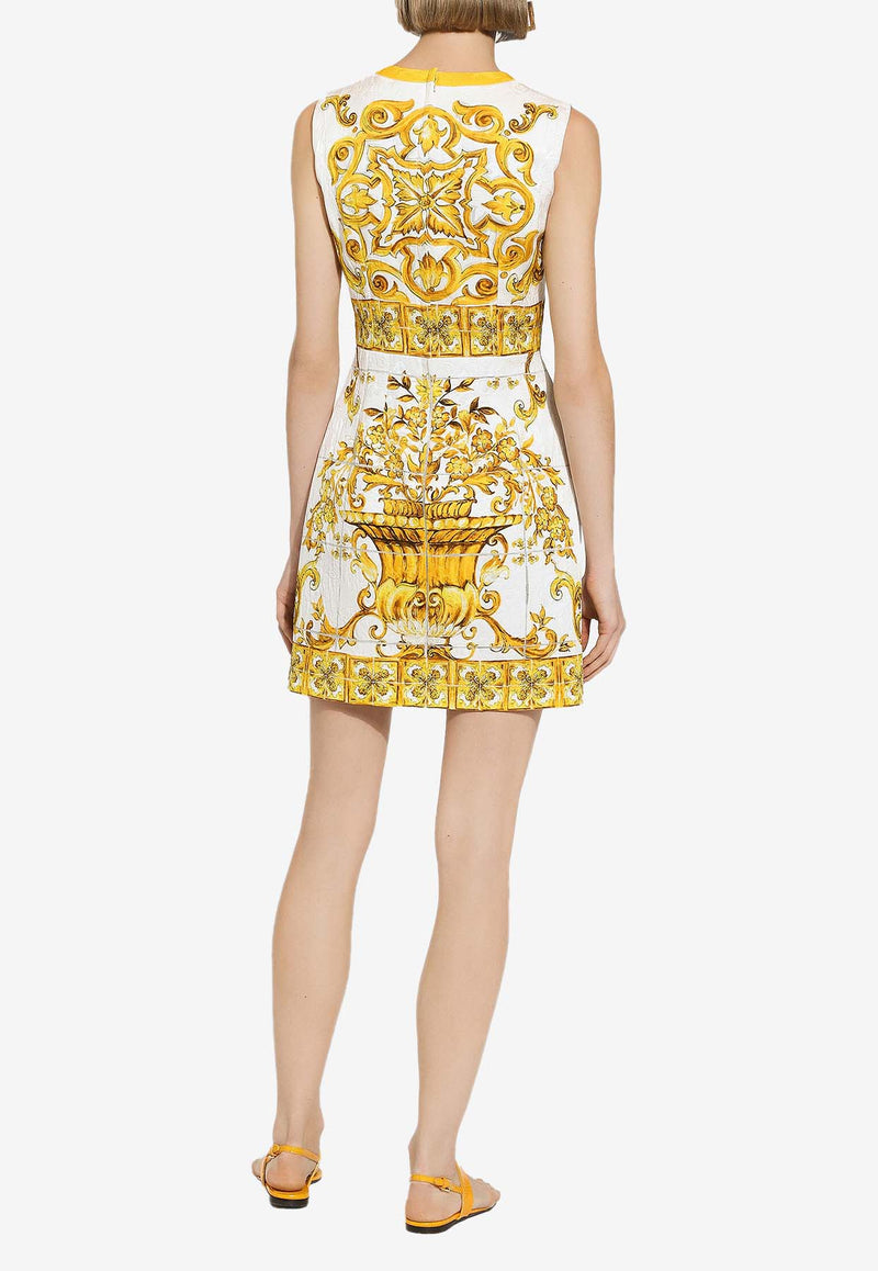 Dolce 
Gabbana Majolica Print Brocade Mini Dress F68A8T FPTAH HG3TN Yellow