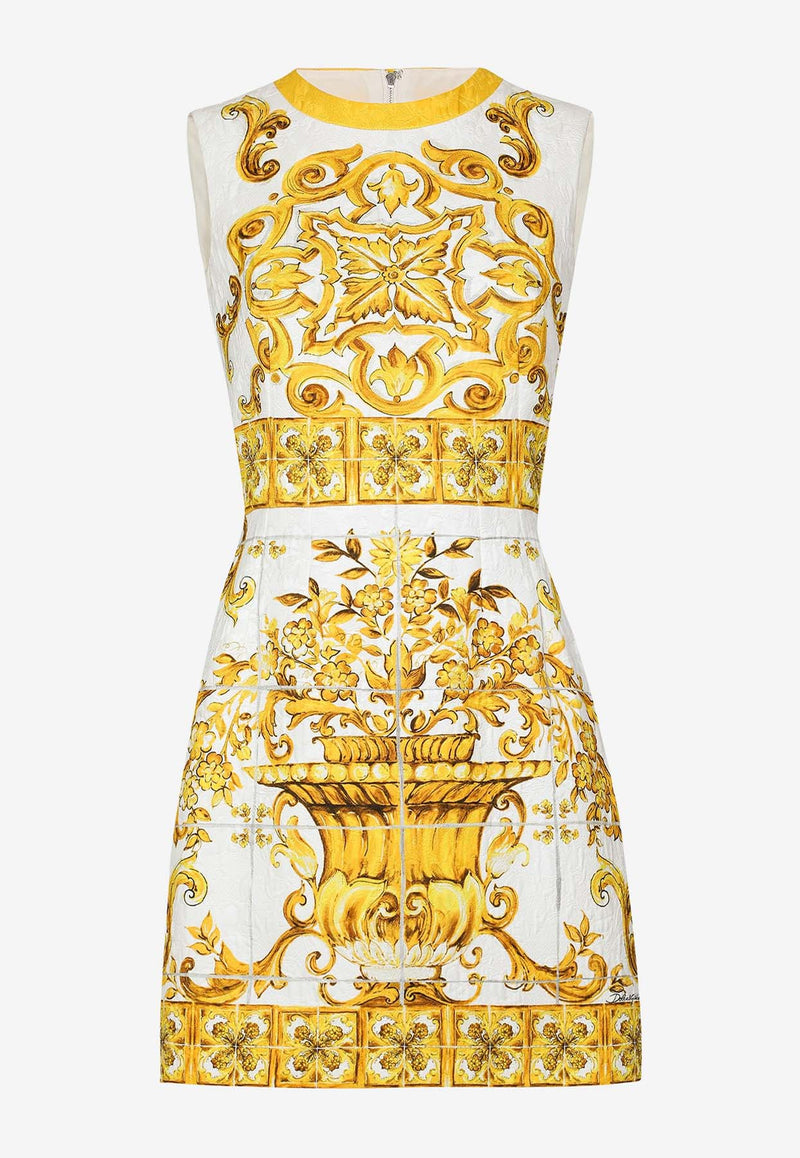 Dolce 
Gabbana Majolica Print Brocade Mini Dress F68A8T FPTAH HG3TN Yellow