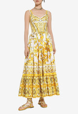 Dolce 
Gabbana Majolica Print Midi Corset Dress F6AEIT HH5A1 HG3TN Yellow