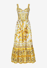 Dolce 
Gabbana Majolica Print Midi Corset Dress F6AEIT HH5A1 HG3TN Yellow