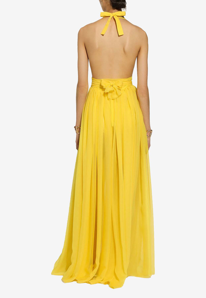 Dolce 
Gabbana Sleeveless Silk Chiffon Maxi Dress F6ALPT FU1AT A0417 Yellow