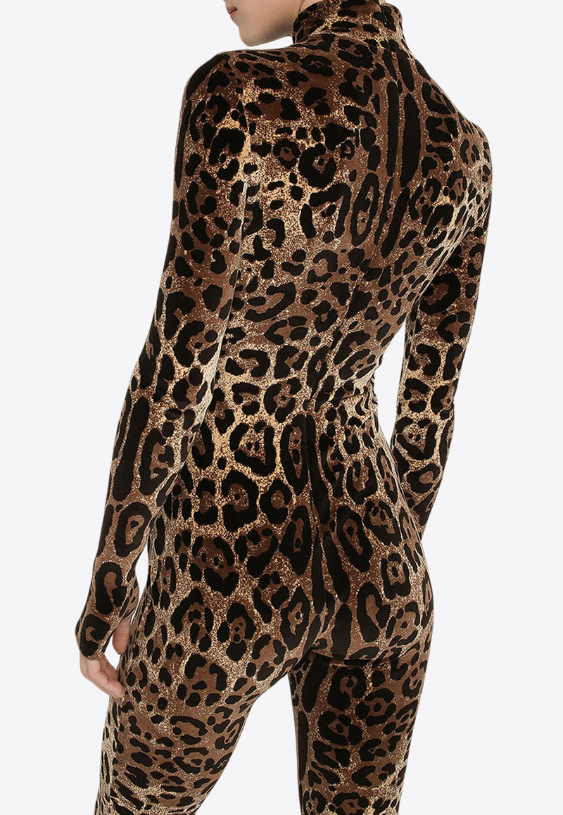 Dolce 
Gabbana Leopard Print High-Neck Jumpsuit Brown F6ANQT FJ7D5 S8350