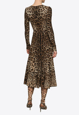 Dolce 
Gabbana Leopard Print Cady Midi Dress Brown F6AUVT FSRKI HY13M