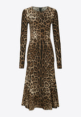 Dolce 
Gabbana Leopard Print Cady Midi Dress Brown F6AUVT FSRKI HY13M