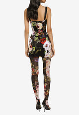 Dolce 
Gabbana Rose Garden Print Mini Corset Dress F6CLMT FSIBF HN4YA Black