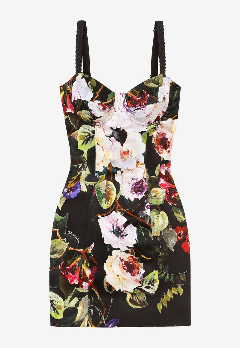 Dolce 
Gabbana Rose Garden Print Mini Corset Dress F6CLMT FSIBF HN4YA Black