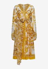 Dolce 
Gabbana Majolica Print Chiffon Midi Dress F6CNUT HI1MF HG3TN Yellow