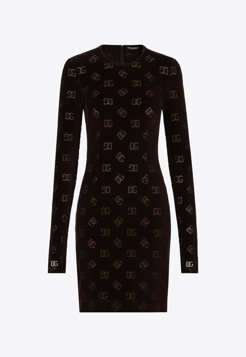 Dolce 
Gabbana Monogram Jacquard Mini Dress Brown F6CPET FJ7DL M0023