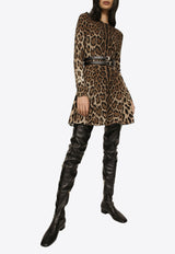 Dolce 
Gabbana Leopard Sleeved Mini Dress Brown F6CPYT FSRKI HY13M