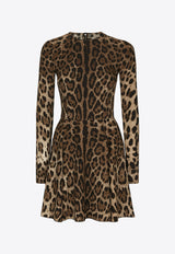 Dolce 
Gabbana Leopard Sleeved Mini Dress Brown F6CPYT FSRKI HY13M