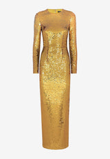 Dolce 
Gabbana Sequined Mermaid Maxi Dress F6DEPT FLMII S0997 Gold