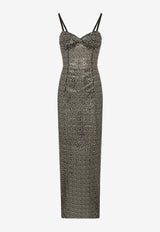 Dolce 
Gabbana Long Sequined Corset Dress F6DFWT FLSFG S8450 Silver