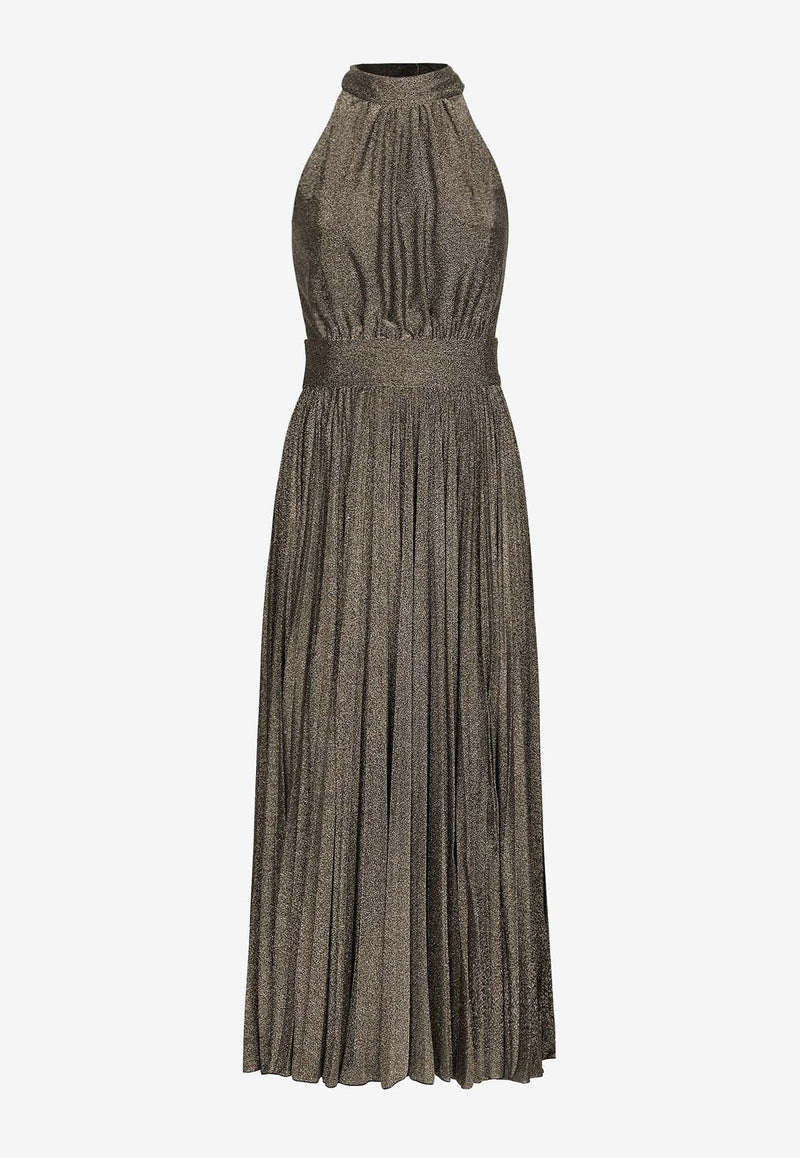 Dolce 
Gabbana Pleated Halterneck Midi Dress F6DGST FUGP2 S0998 Silver