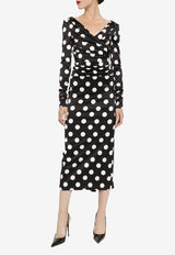 Dolce 
Gabbana Polka-Dot Satin Midi Dress F6DJFT FSIBL HNL2W