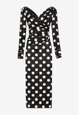 Dolce 
Gabbana Polka-Dot Satin Midi Dress F6DJFT FSIBL HNL2W