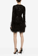 Dresses Feather-Trimmed Sequined Mini Dress F6DKST FLUBX N0000