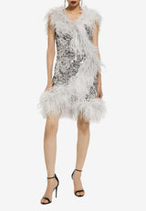 Dolce 
Gabbana Feather-Embellished Sequin Mini Dress F6DKWT HLMZM S0998 Silver