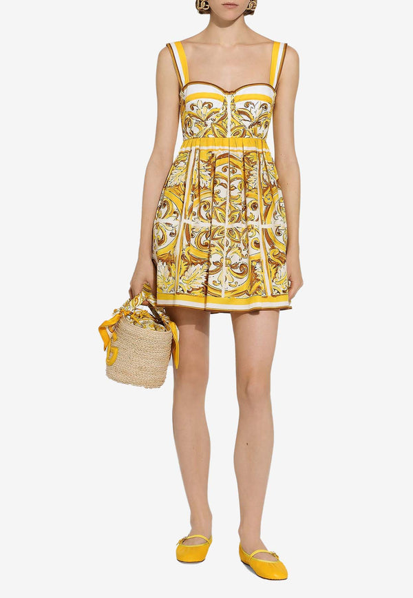 Dolce 
Gabbana Majolica Print Mini Corset Dress F6JDAT FI5JJ H45DQ Yellow