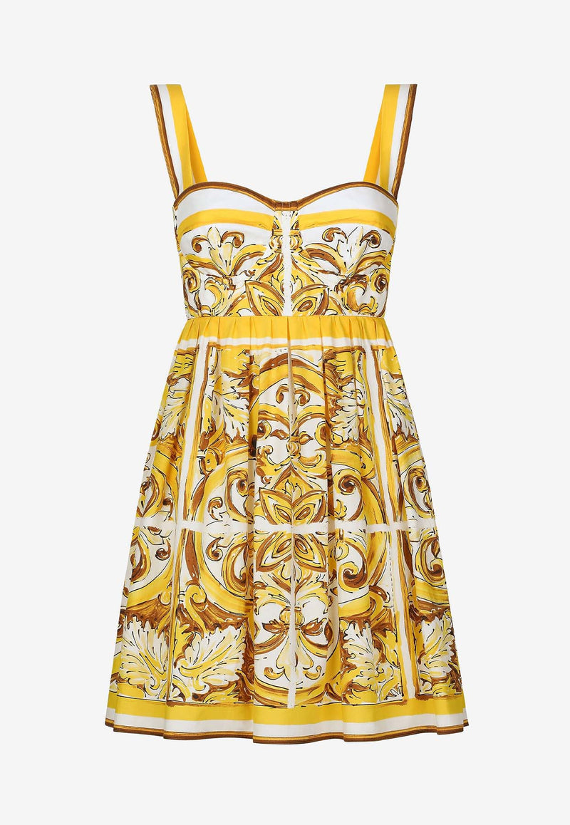 Dolce 
Gabbana Majolica Print Mini Corset Dress F6JDAT FI5JJ H45DQ Yellow