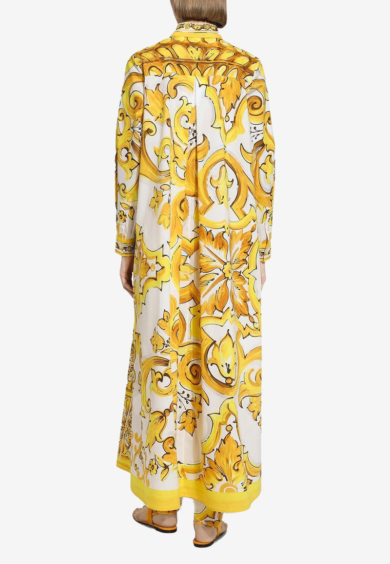 Dolce 
Gabbana Majolica Print Maxi Shirt Dress F6JDET HH5EA HG3TN Yellow