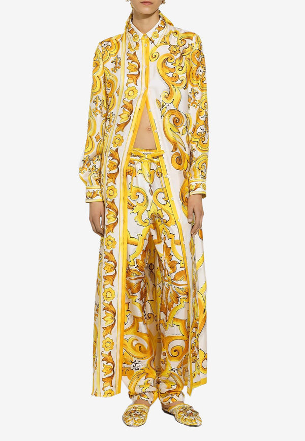 Dolce 
Gabbana Majolica Print Silk Maxi Shirt Dress F6JDET HI1TK HG3TN Yellow