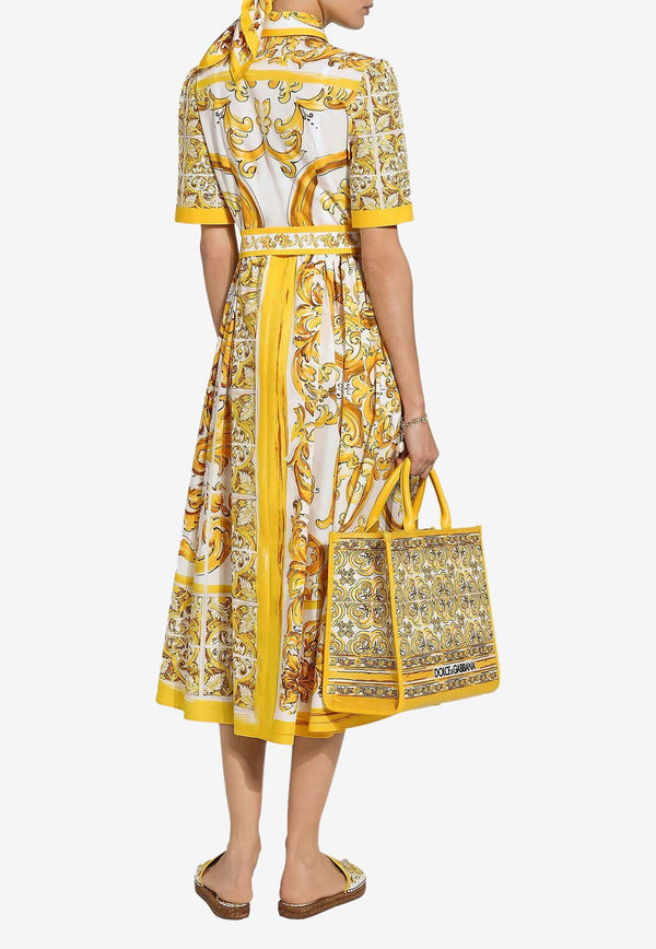 Dolce 
Gabbana Majolica Print Midi Shirt Dress F6JFNT FI5JK HG5DQ Yellow