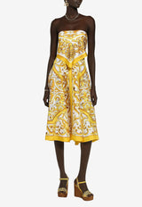 Dolce 
Gabbana Majolica Print Strapless Silk Midi Dress F6JFQT HI1T1 HG5DQ Yellow