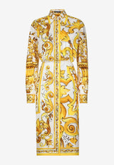 Dolce 
Gabbana Majolica Print Midi Shirt Dress F6JHNT HH5EA HG3TN Yellow