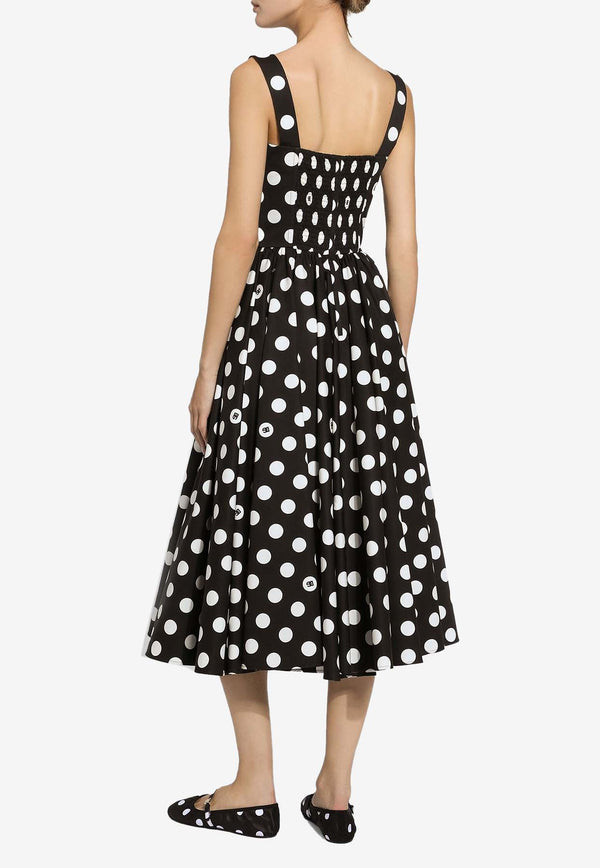 Dolce 
Gabbana Polka Dot Print Midi Corset Dress F6JJDT HS5R9 HNZSW Black