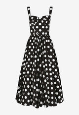 Dolce 
Gabbana Polka Dot Print Midi Corset Dress F6JJDT HS5R9 HNZSW Black