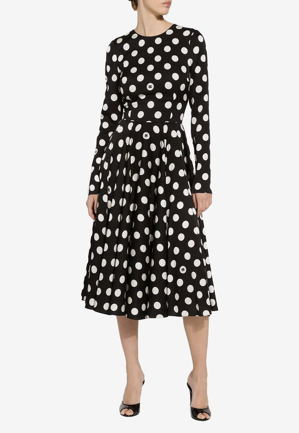 Dolce 
Gabbana Polka Dot Print Midi Dress F6JJLT FSA64 HNZSW Black