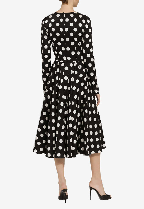 Dolce 
Gabbana Polka Dot Print Midi Dress F6JJLT FSA64 HNZSW Black