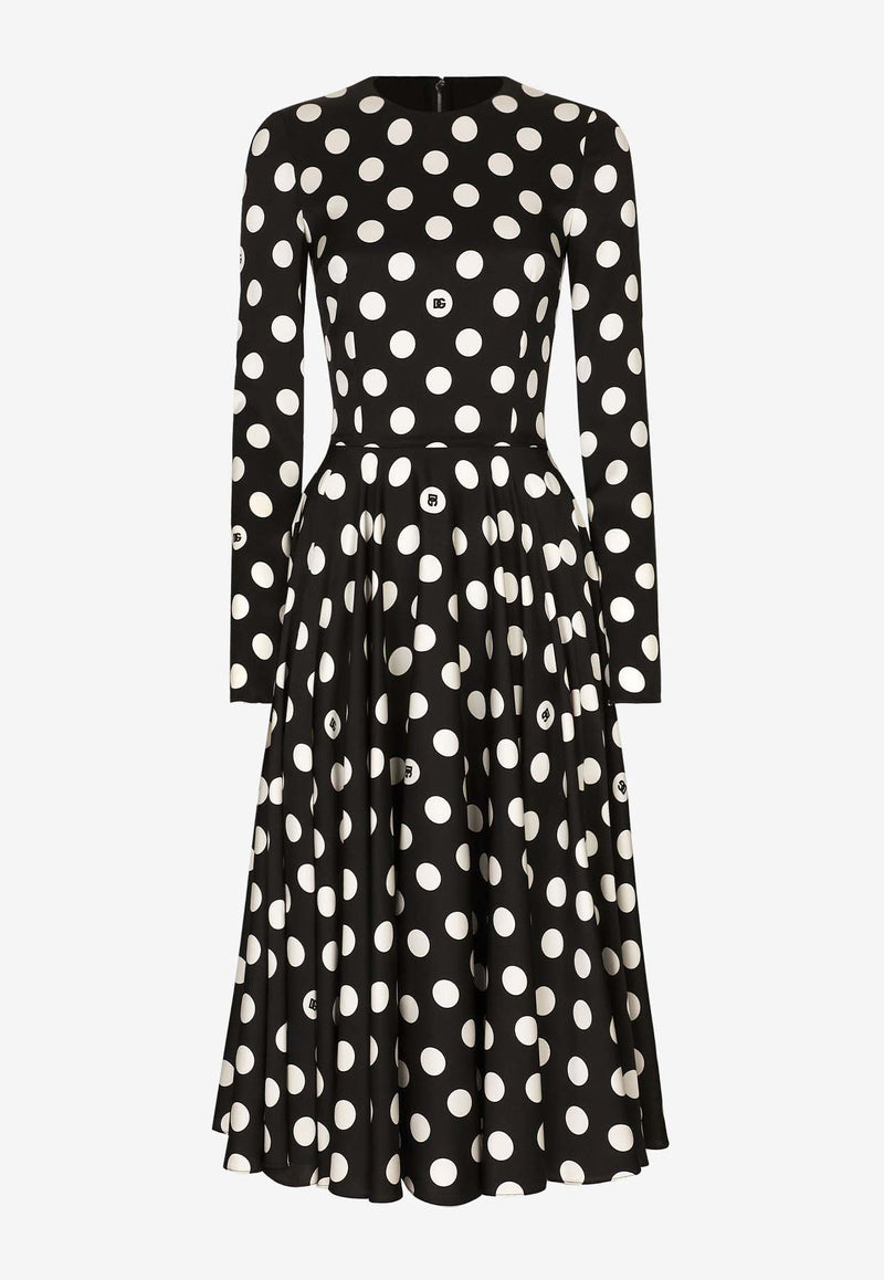 Dolce 
Gabbana Polka Dot Print Midi Dress F6JJLT FSA64 HNZSW Black