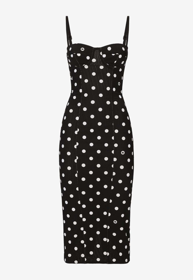 Dolce 
Gabbana Polka Dot Print Corset Midi Dress F6JJYT FSUBH HNZRW Black