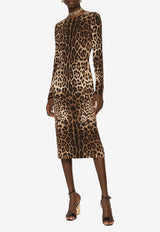 Dolce 
Gabbana Leopard Print Midi Dress F6ZJ7T FSRKI HY13M Multicolor