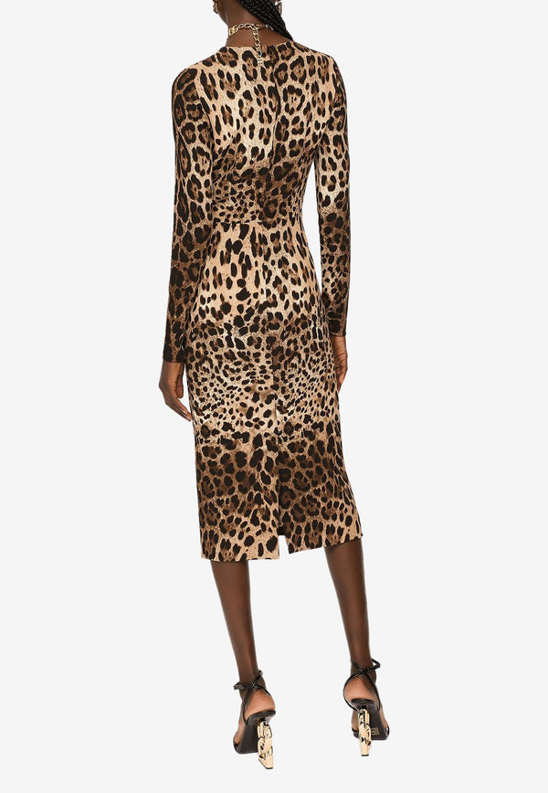 Dolce 
Gabbana Leopard Print Midi Dress F6ZJ7T FSRKI HY13M Multicolor