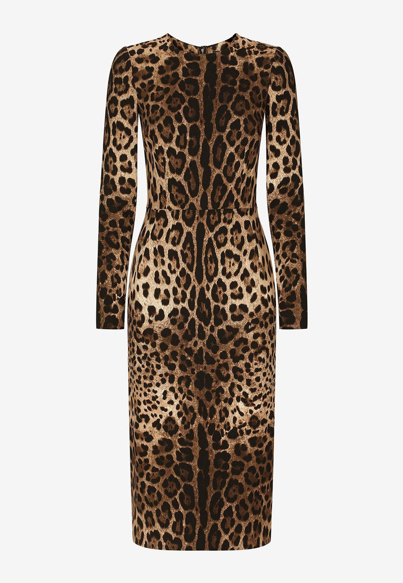 Dolce 
Gabbana Leopard Print Midi Dress F6ZJ7T FSRKI HY13M Multicolor