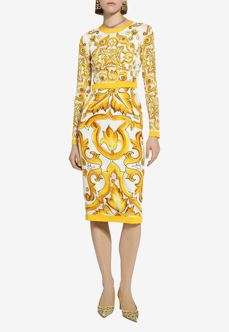 Dolce 
Gabbana Majolica Print Midi Dress F6ZJ7T HPABK HG3TN Yellow