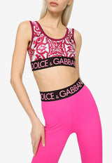 Dolce 
Gabbana Majolica Print Logo Cropped Top F777YT FPG7B H83TN Pink