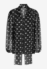 Dolce 
Gabbana Polka Dot Print Chiffon Blouse F778TT IS1VH HNZRW Black